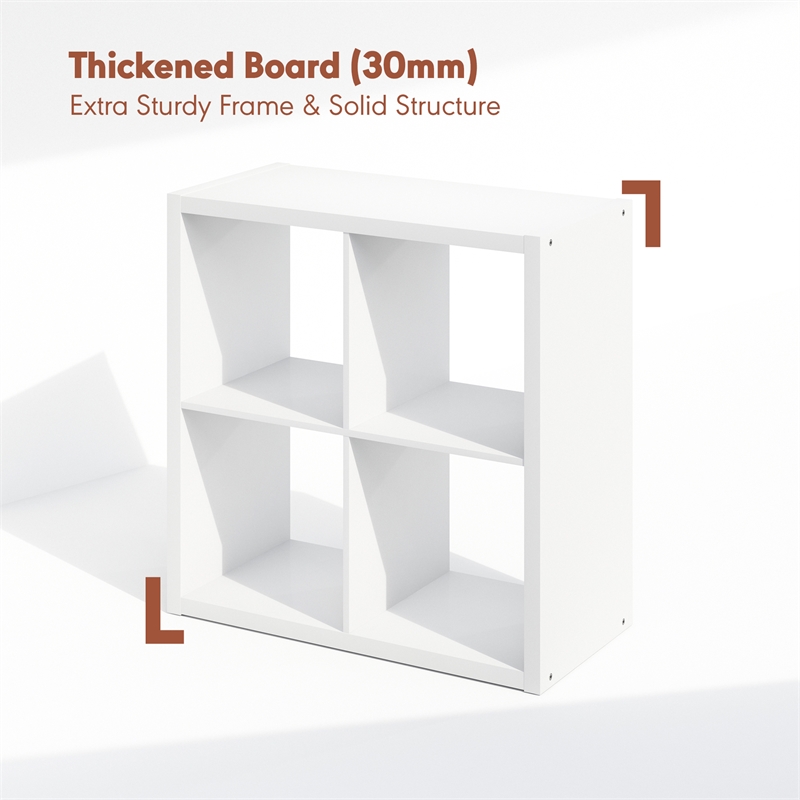 Furinno CUBICLE Vintage Vinyl Record Media Storage Organizer 4-Cube White