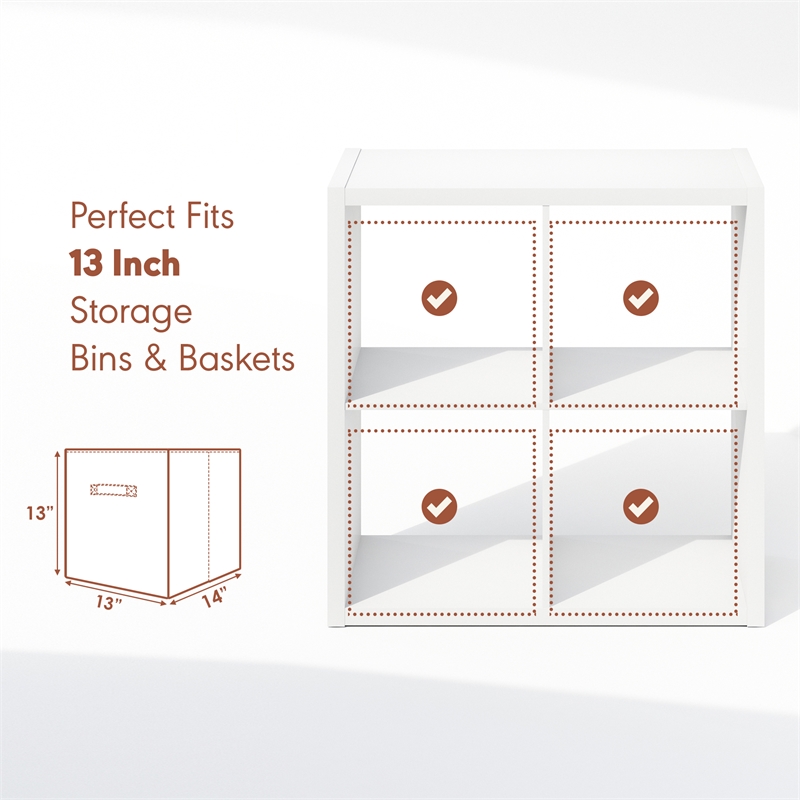 Furinno CUBICLE Vintage Vinyl Record Media Storage Organizer 4-Cube White