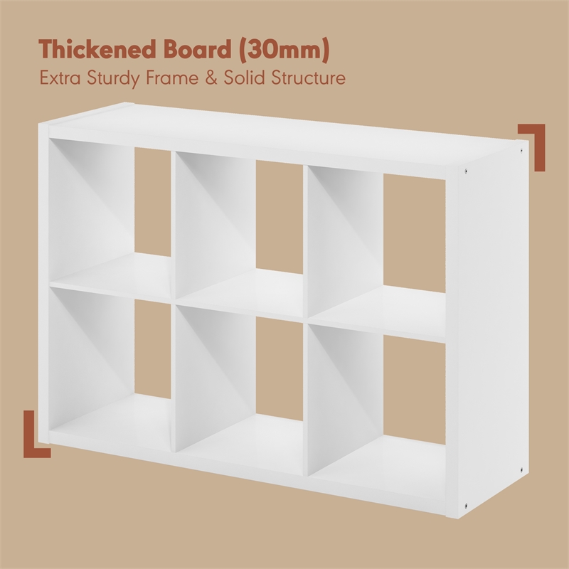 Furinno CUBICLE Vintage Vinyl Record Media Storage Organizer 6-Cube White