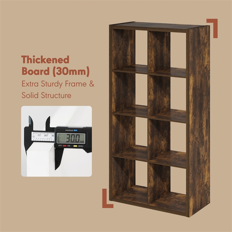 Furinno CUBICLE Vintage Vinyl Record Media Storage Organizer 8-Cube Amber Pine