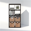 Furinno CUBICLE Vintage Vinyl Record Media Storage Organizer 8-Cube Dark Oak