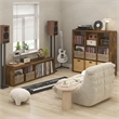 Furinno CUBICLE Vintage Vinyl Record Media Storage Organizer 9-Cube Amber Pine