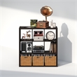 Furinno CUBICLE Vintage Vinyl Record Media Storage Organizer 9-Cube Dark Oak