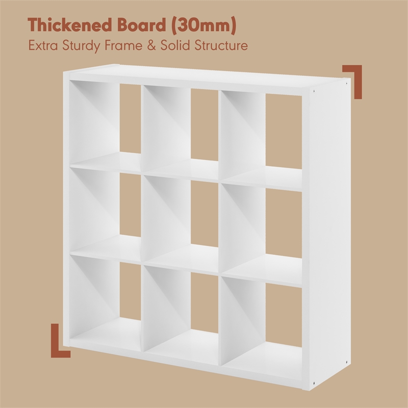 Furinno CUBICLE Vintage Vinyl Record Media Storage Organizer 9-Cube White