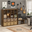 Furinno CUBICLE Vintage Vinyl Record Media Storage Organizer 3-Cube Amber Pine