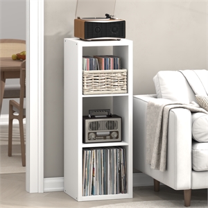 Furinno CUBICLE Vintage Vinyl Record Media Storage Organizer 3-Cube White