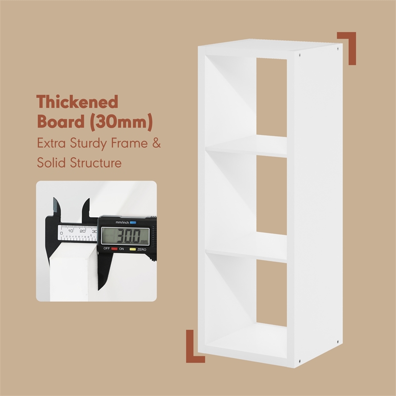 Furinno CUBICLE Vintage Vinyl Record Media Storage Organizer 3-Cube White