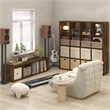 Furinno CUBICLE Vintage Vinyl Record Media Storage Organizer 12-Cube Amber Pine