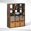 Furinno CUBICLE Vintage Vinyl Record Media Storage Organizer 12-Cube Amber Pine