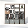 Furinno CUBICLE Vintage Vinyl Record Media Storage Organizer 16-Cube Amber Pine