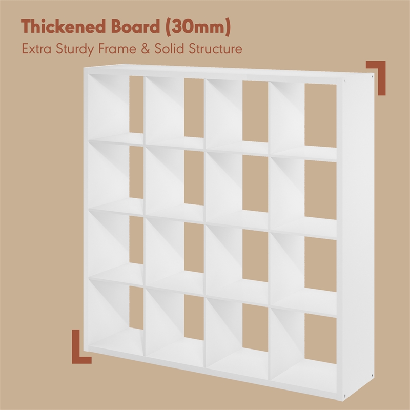 Furinno CUBICLE Vintage Vinyl Record Media Storage Organizer 16-Cube White