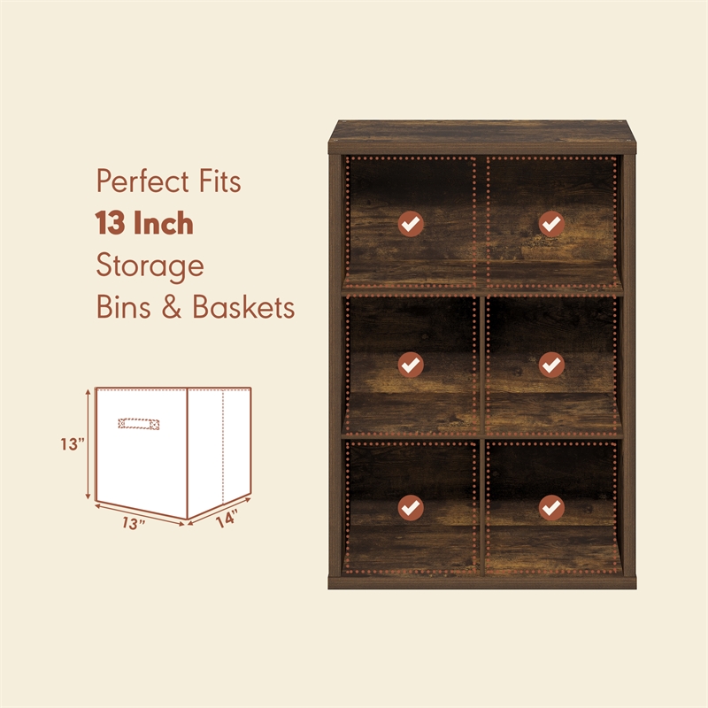 Furinno CUBICLE Vintage Vinyl Record Media Storage Organizer 5-Cube Amber Pine