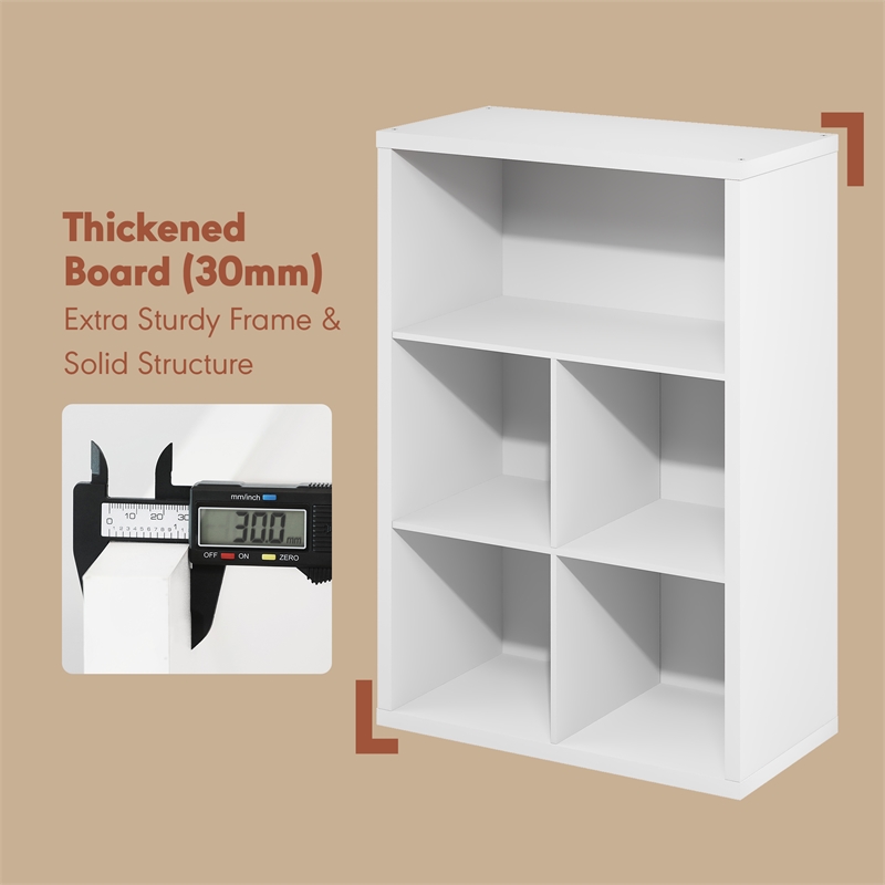 Furinno CUBICLE Vintage Vinyl Record Media Storage Organizer 5-Cube White