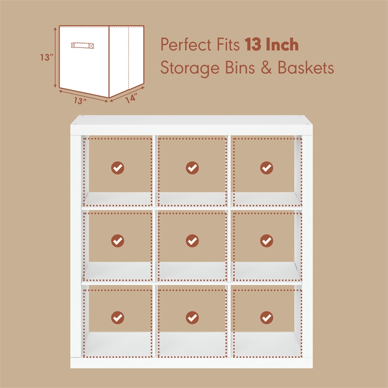 Furinno CUBICLE Extra Thick Frame Record Media Storage Organizer 9-Cube White