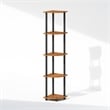 Furinno TURN-N-TUBE 5-Tier Corner Display Rack Shelving Unit Light Cherry Oak