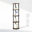 Furinno TURN-N-TUBE 5-Tier Corner Display Rack Shelving Unit Amber Oak