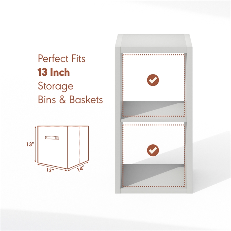 Furinno CUBICLE Vintage Vinyl Record Media Storage Organizer 2-Cube Light Grey