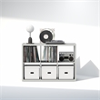Furinno CUBICLE Vintage Vinyl Record Media Storage Organizer 6-Cube Light Grey