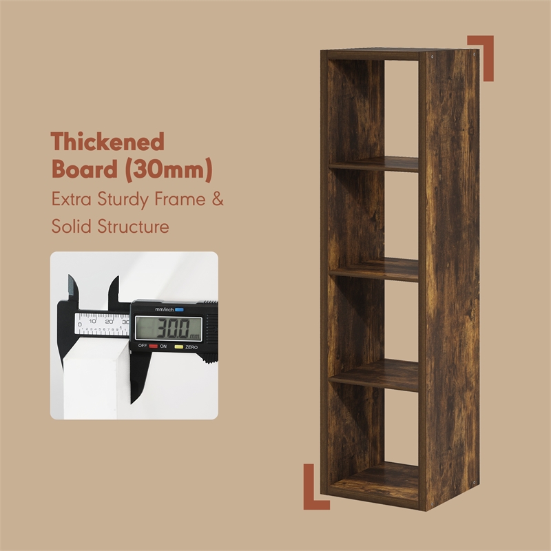 Furinno CUBICLE Vintage Vinyl Record Media Storage Organizer 4-Cube Amber Pine