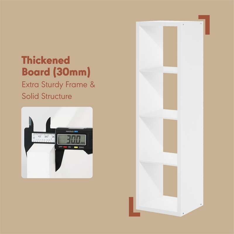 Furinno CUBICLE Vintage Vinyl Record Media Storage Organizer 4-Cube White