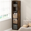 Furinno CUBICLE Vintage Vinyl Record Media Storage Organizer 5-Cube Amber Pine