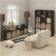Furinno CUBICLE Vintage Vinyl Record Media Storage Organizer 5-Cube Dark Oak