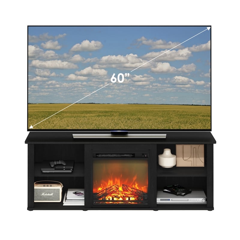 Furinno CLASSIC Fireplace TV Entertainment Center up to 60 Inch Dark Americano