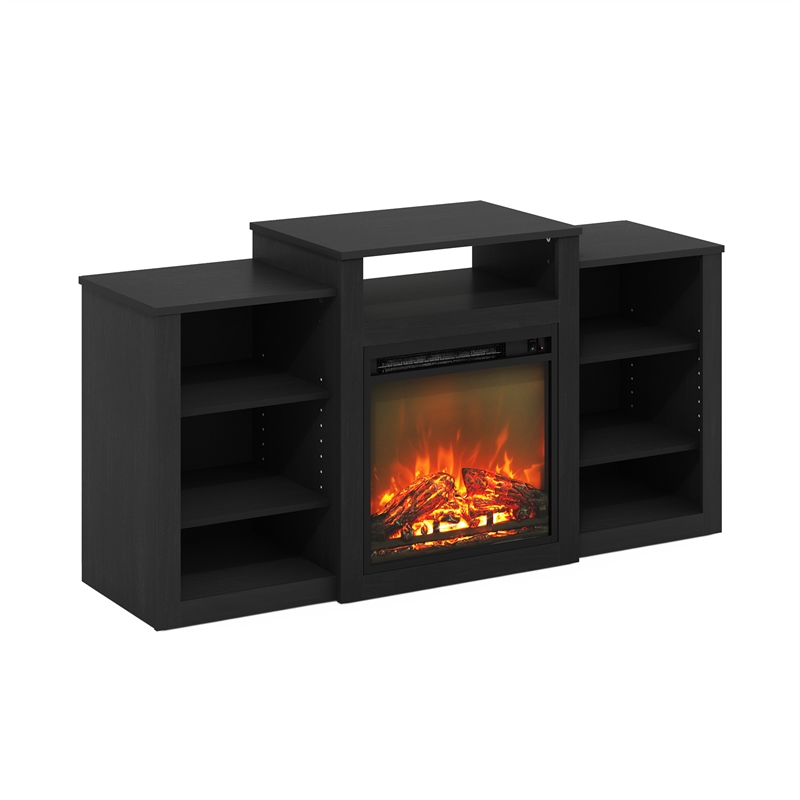Furinno JENSEN Fireplace TV Entertainment Center up to 55 Inch Dark Americano