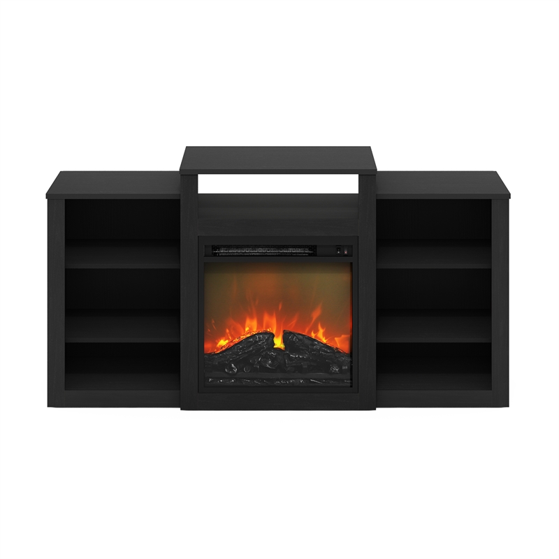 Furinno JENSEN Fireplace TV Entertainment Center up to 55 Inch Dark Americano