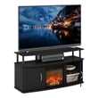 Furinno JENSEN Fireplace TV Entertainment Center up to 55 Inch Dark Americano