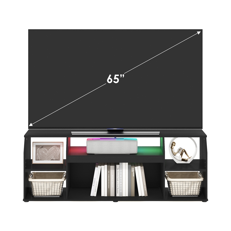 Furinno JAYA LED TV Stand Entertainment Center up to 65 Inch Dark Americano