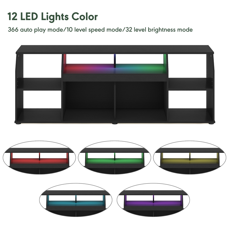Furinno JAYA LED TV Stand Entertainment Center up to 65 Inch Dark Americano