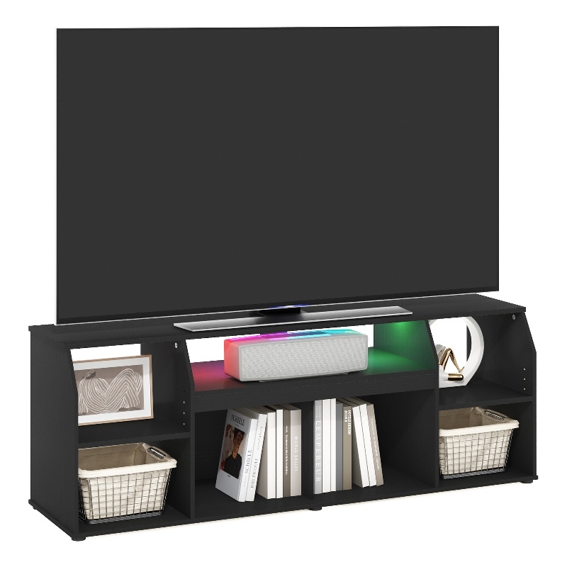 Furinno JAYA LED TV Stand Entertainment Center up to 65 Inch Dark Americano