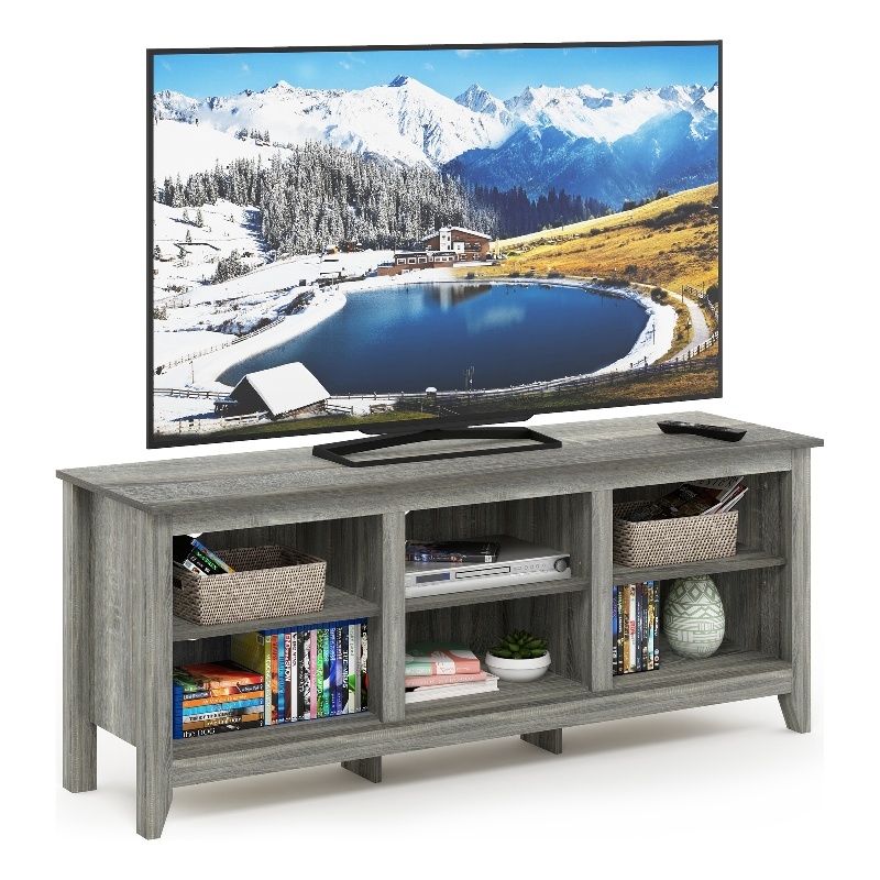 Furinno JENSEN TV Stand Entertainment Center TV up to 60 Inch in Grey Oak