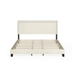 Furinno LAVAL King Bedframe Button Double Row Nail Headboard Light Beige