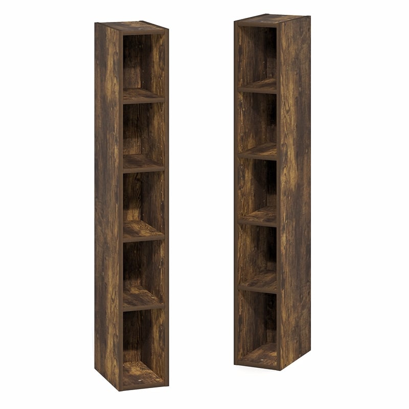 Furinno FULDA 10-Tier Bookshelf with Storage Shelf Amber Pine