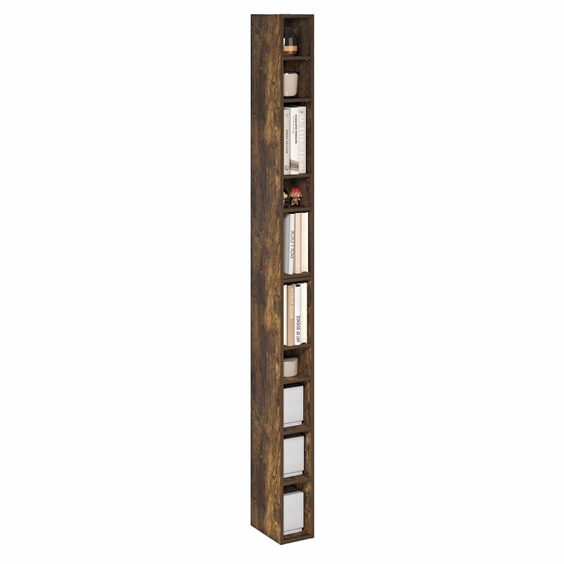 Furinno FULDA 10-Tier Bookshelf with Storage Shelf Amber Pine