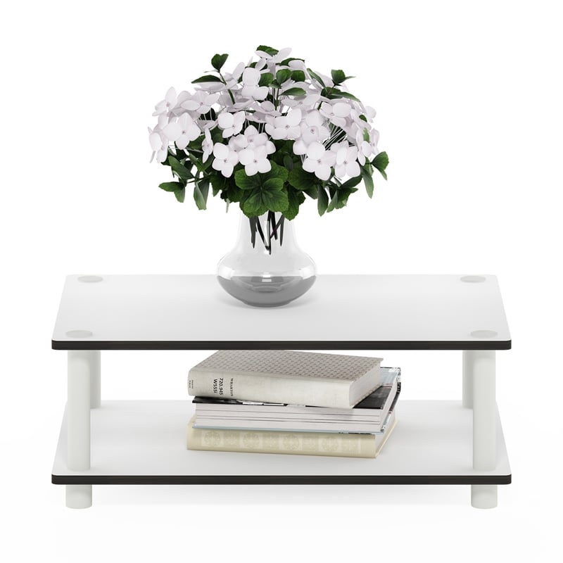 Furinno JUST 2-Tier Modern Toolless Coffee Table with Open Shelf Plain White