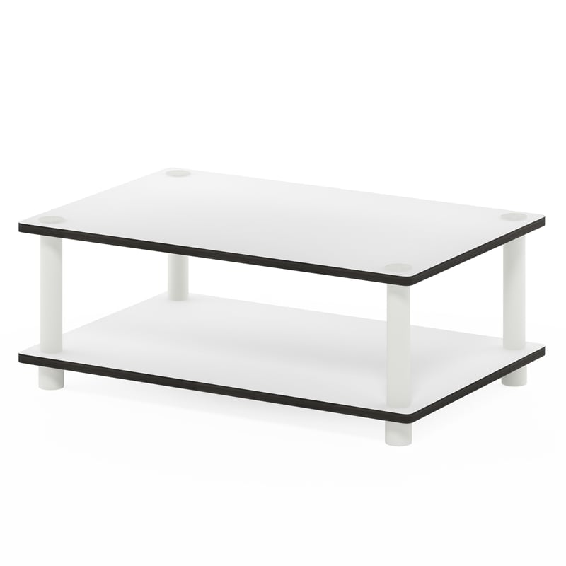 Furinno JUST 2-Tier Modern Toolless Coffee Table with Open Shelf Plain White
