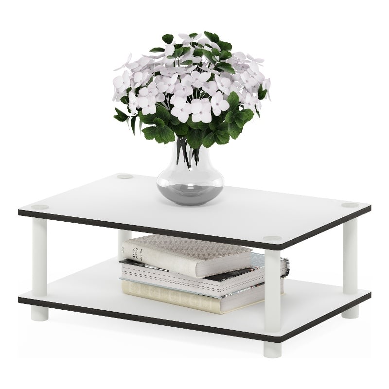 Furinno JUST 2-Tier Modern Toolless Coffee Table with Open Shelf Plain White