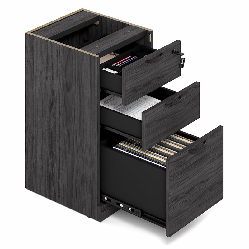 Furinno ROGER 3-Drawer Fixed Pedestal Filing Cabinet with Lock Coastal Grey