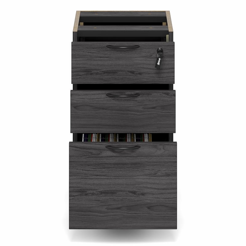 Furinno ROGER 3-Drawer Fixed Pedestal Filing Cabinet with Lock Coastal Grey