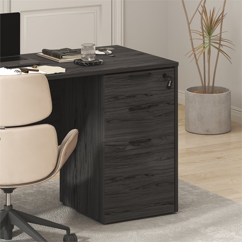 Furinno ROGER 3-Drawer Fixed Pedestal Filing Cabinet with Lock Coastal Grey