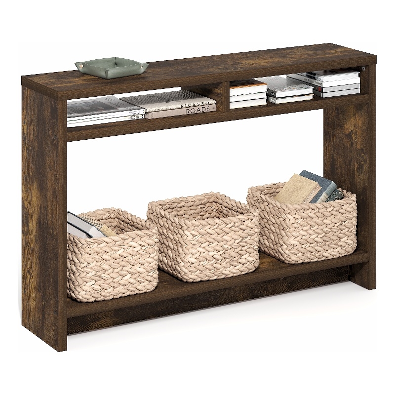 Furinno VIOLA 3-Tier Narrow Console Table Extra Thick Frame Amber Pine