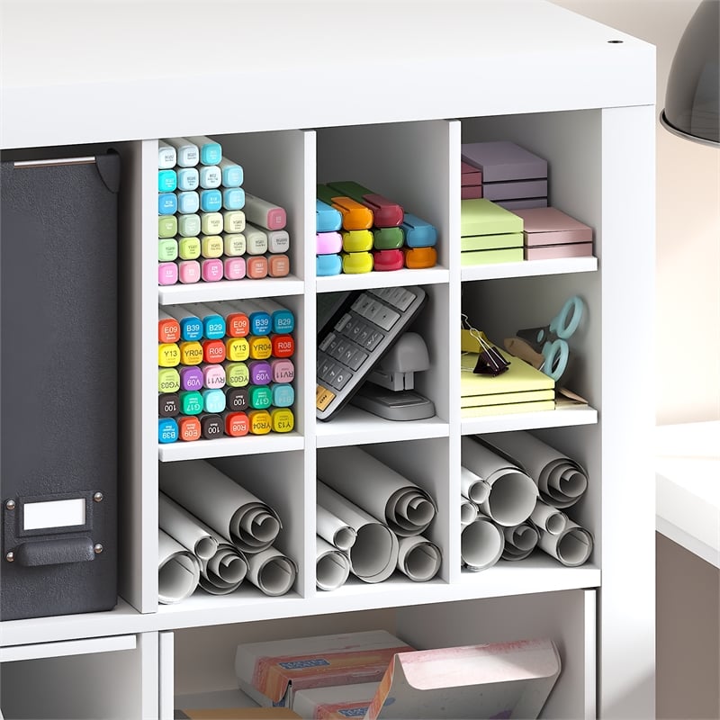 Furinno CUBICLE 9-Compartment Cube Organizer Shelf Accessory White