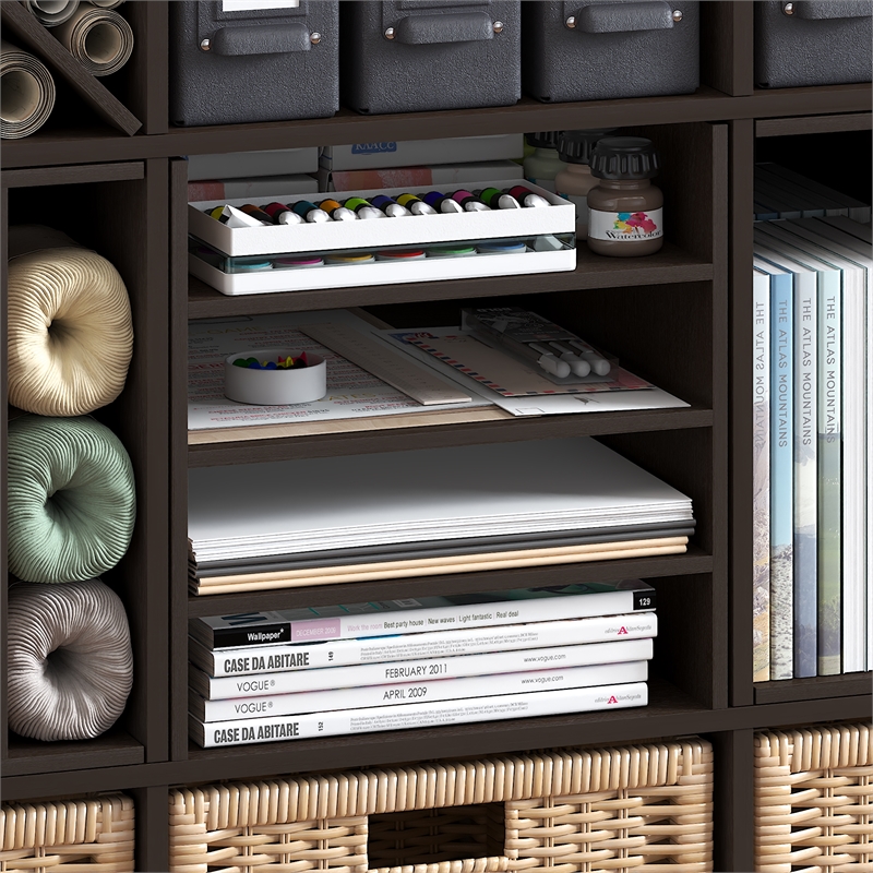 Furinno CUBICLE 3-Shelf Cube Organizer 3-Tier Shelf Accessory Black Dark Oak