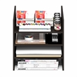 Furinno CUBICLE 3-Shelf Cube Organizer 3-Tier Shelf Accessory Black Dark Oak