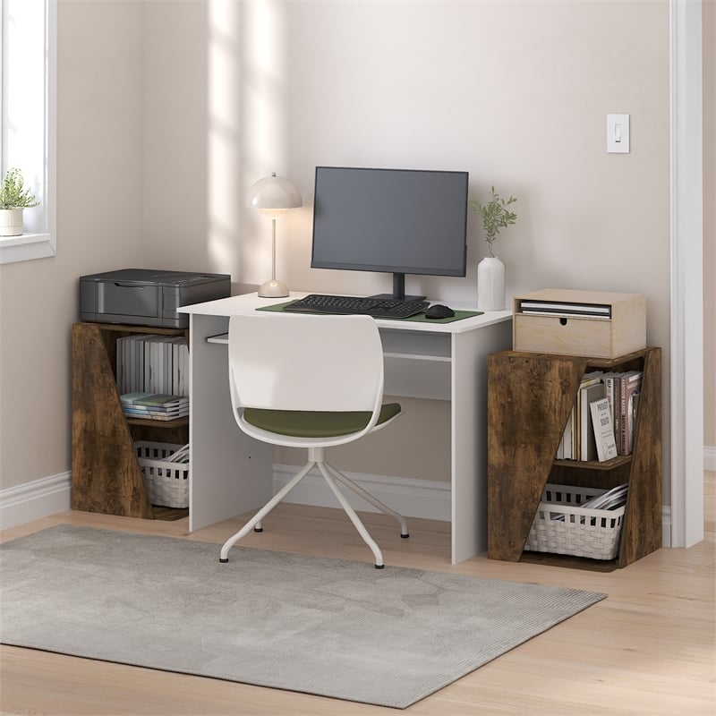 Furinno ECON Stackable 2-in-1 Bookshelf 4-Tier Corner Bookcase Amber Pine