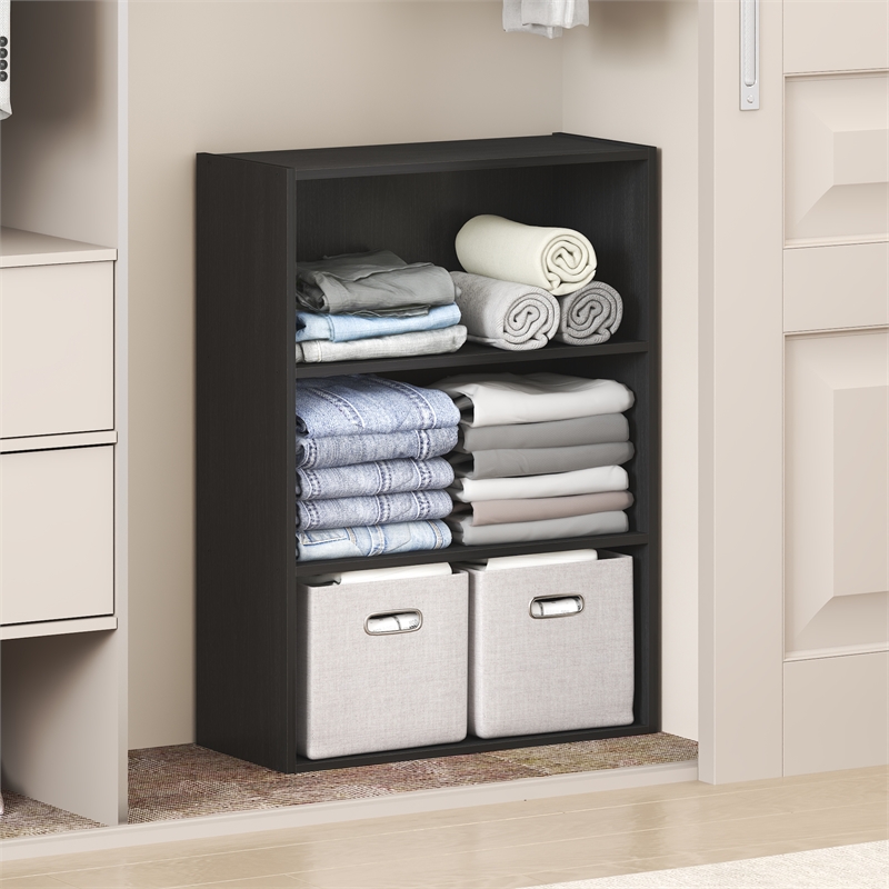 Furinno REED 3-Tier Closet Organizer Open Shelf Americano