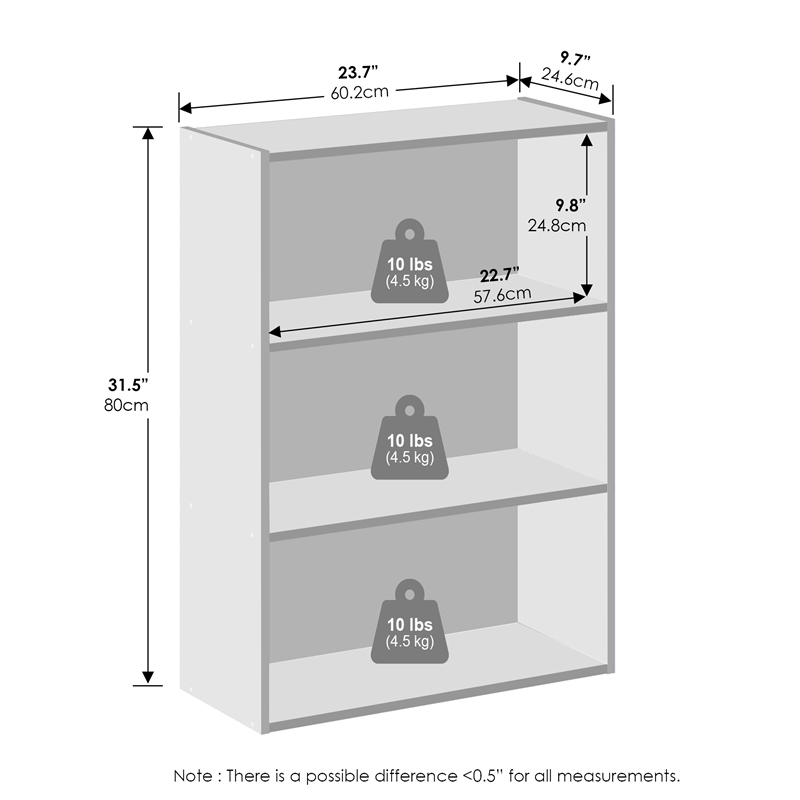Furinno REED 3-Tier Closet Organizer Open Shelf Americano